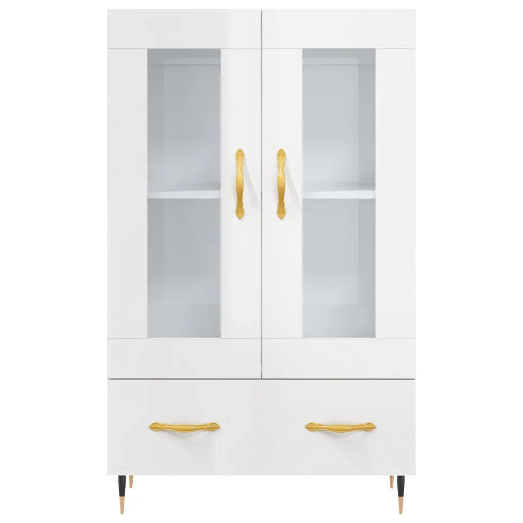 Credenza Bianco Lucido 69,5x31x115 cm in Legno Multistrato