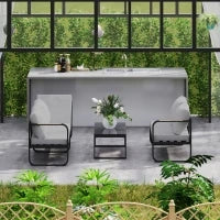Set da Esterno 3 Pezzi con Divano 3 Posti Convertibile, Divano 2 Posti e Tavolino da Esterno, Grigio e Nero