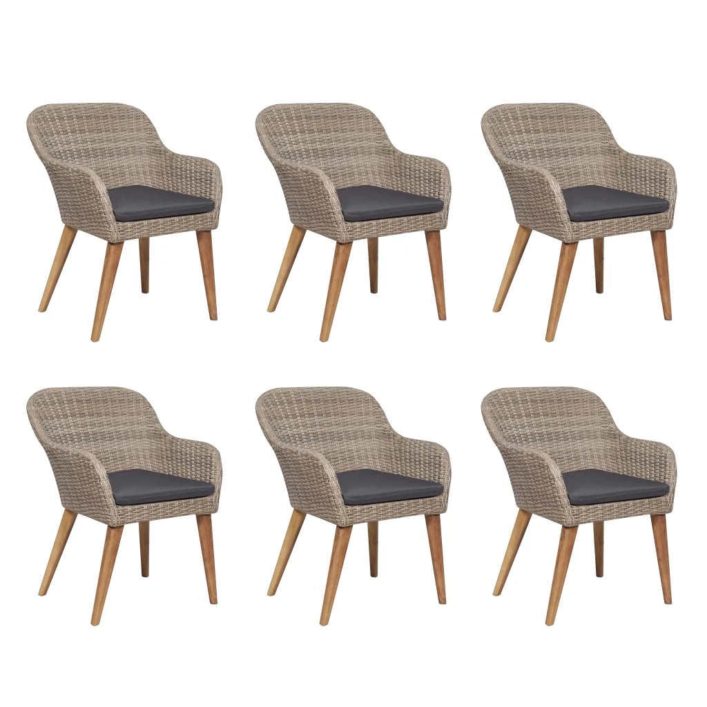 Set da Pranzo da Giardino 7 pz con Cuscini in Polyrattan 3057814