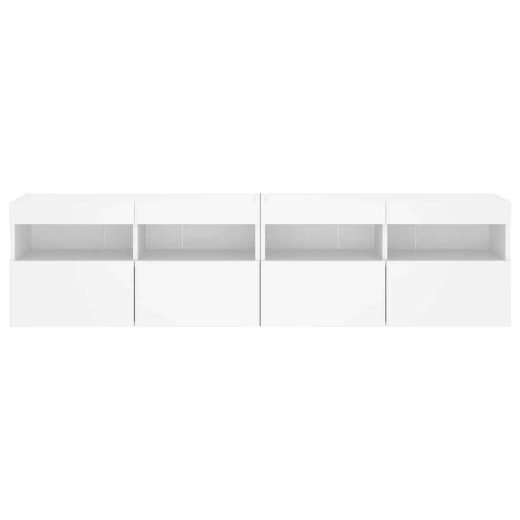 Mobile TV multimediale da parete mensola TV credenza mobile TV per sala da pranzo soggiorno camera da letto con luci LED 2 pezzi 80 x 30 x 40 cm bianco 02_0029115