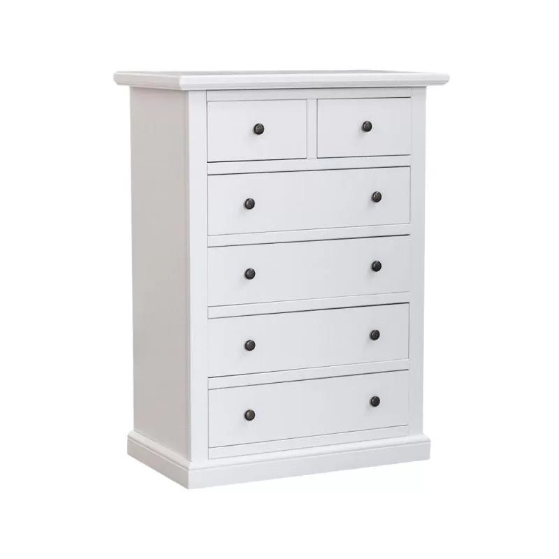 Cassettiera 6 cassetti in legno shabby bianco 62x37x93 - Mobili 2G