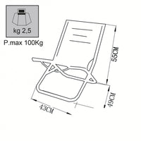 Spiaggina Steel Oxford 49x43x32/55h cm in Acciaio Vari Colori