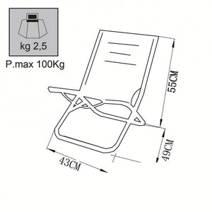 Spiaggina Steel Oxford 49x43x32/55h cm in Acciaio Vari Colori