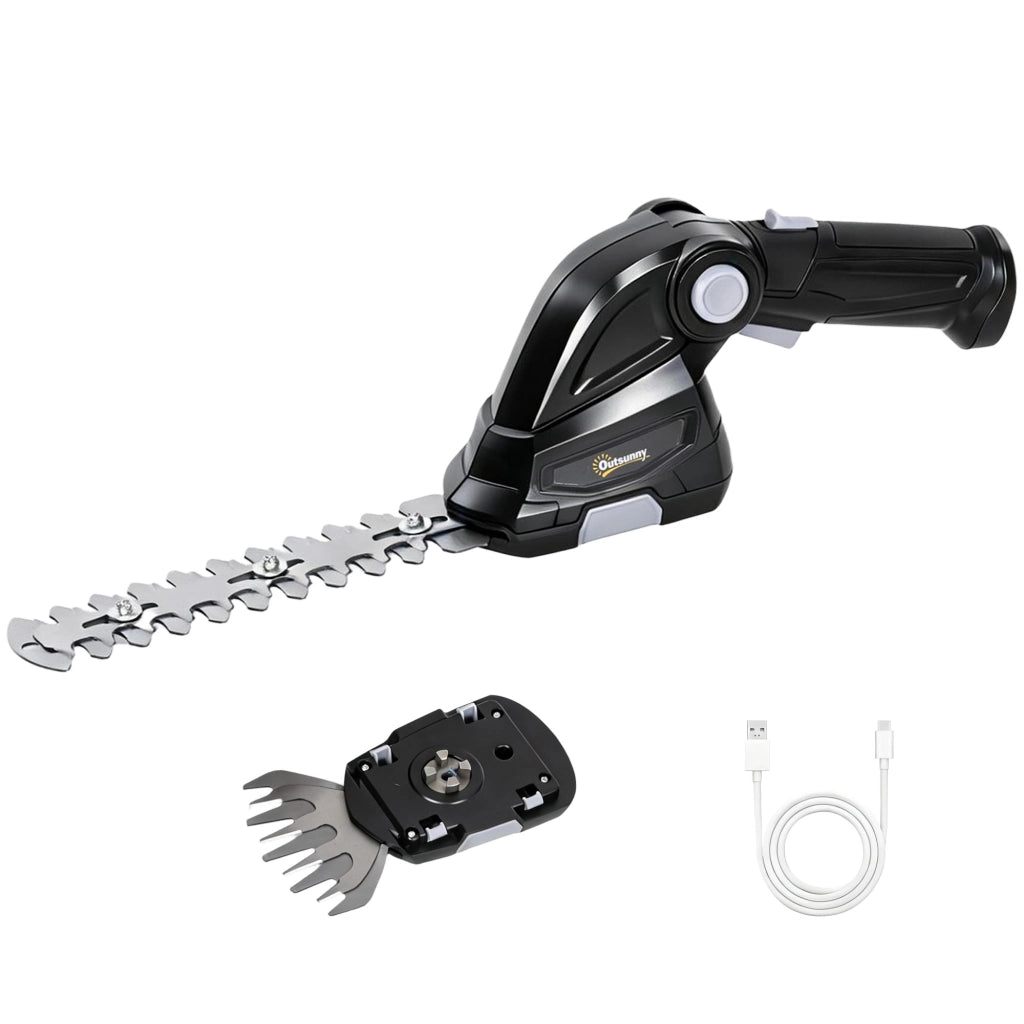 Tosaerba per Siepi Elettrico 2 in 1 ¨C zephmum ¨C 2 Lame, 2 Batterie 7.2V 2.0Ah, Nero