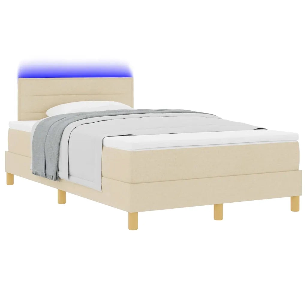 Letto a Sorgente LED con strisce LED Crema 120 x 190 cm Tessuto 3342350