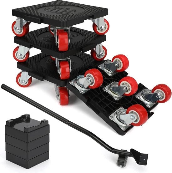 Supporto per mobili pesanti - 4 ruote per mobili - 5 pezzi - ruote a rotazione 360° - carico 600 kg