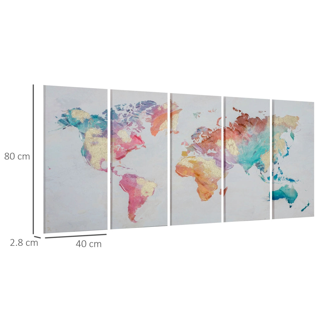 Quadri su Tela 5 Pezzi ¨C zephmum ¨C Multicolore, Legno di Pino, 80x40cm