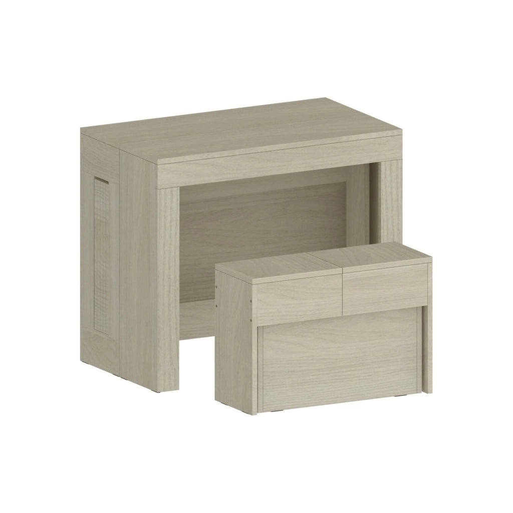 Set tavolo e sedie Badesi, Composizione multiuso, Set con consolle e 1 panca allungabili, 100% Made in Italy, 66x25h45 cm, Olmo