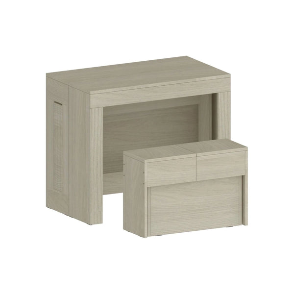 Set tavolo e sedie Badesi, Composizione multiuso, Set con consolle e 1 panca allungabili, 100% Made in Italy, 66x25h45 cm, Olmo
