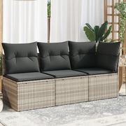 vidaXL Divano da Giardino con Cuscini 3 Posti Grigio Chiaro Polyrattan