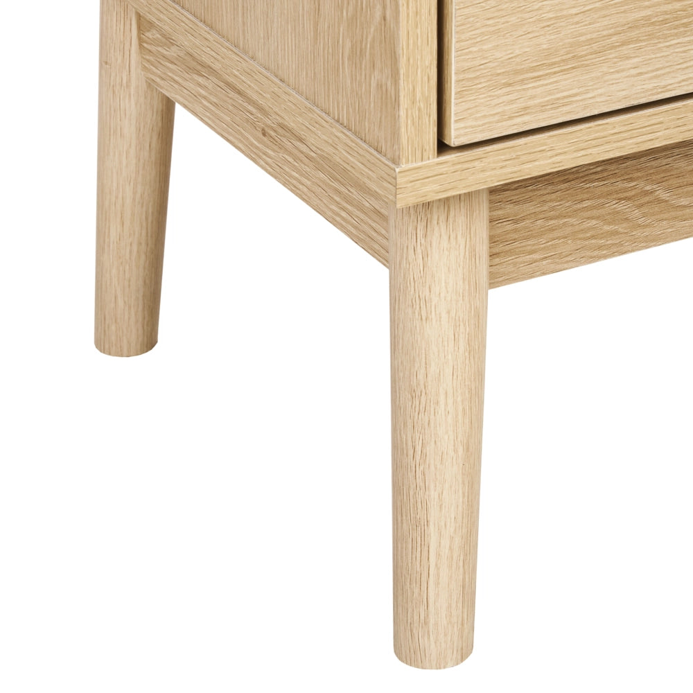 Libreria in legno chiaro MDF gambe in legno di pino 100x35x140 cm 2 cassetti 2 armadi 3 ripiani Scandinavo