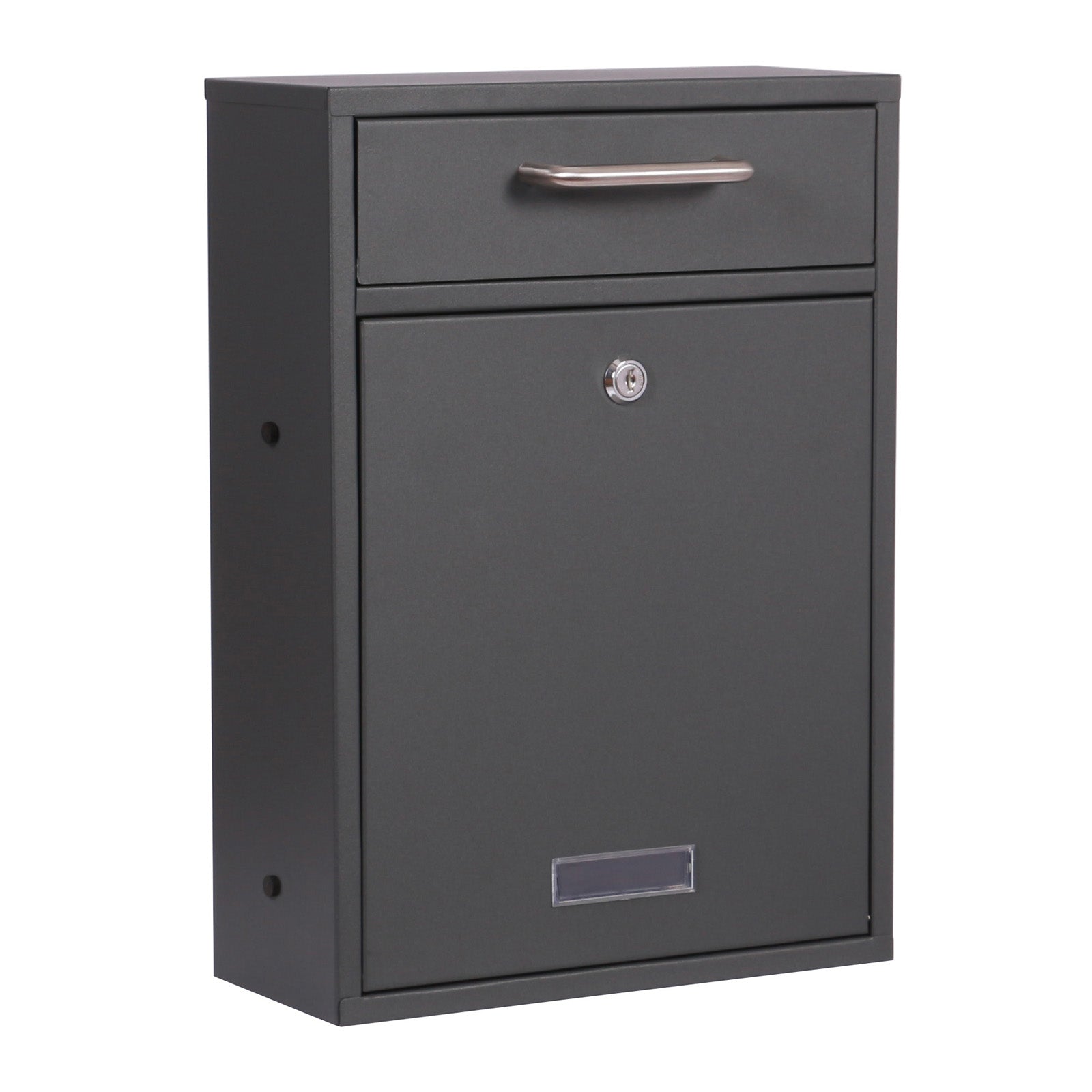 Cassetta postale singola V52 antracite, a parete o autoportante, con vetrino portanome