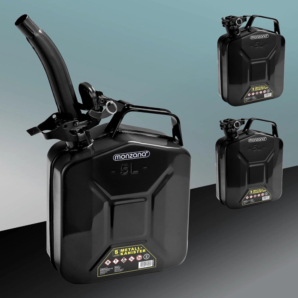® 3x Tanica Benzina da 5 L Chiusura di Sicurezza Approvazione ONU Tanica Gasolio in Metallo Contenitore Acciaio Carburante