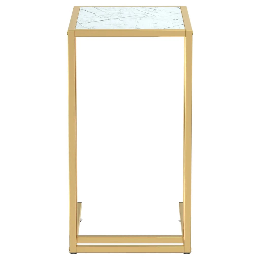 vidaXL Tavolino per Computer Marmo Bianco 50x35x65 cm Vetro Temperato