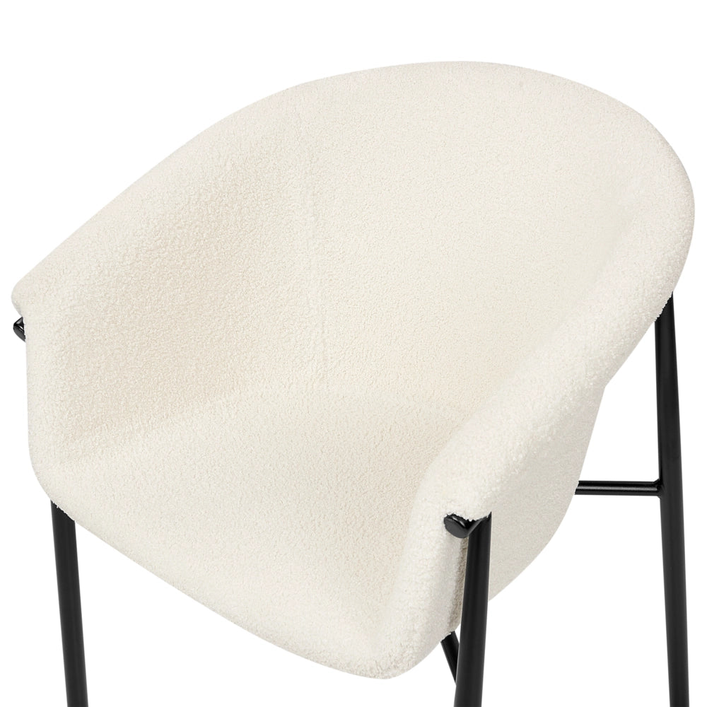 Set di 2 sedie da pranzo con imbottitura in tessuto bianco sporco Seduta da pranzo dal design moderno e contemporaneo