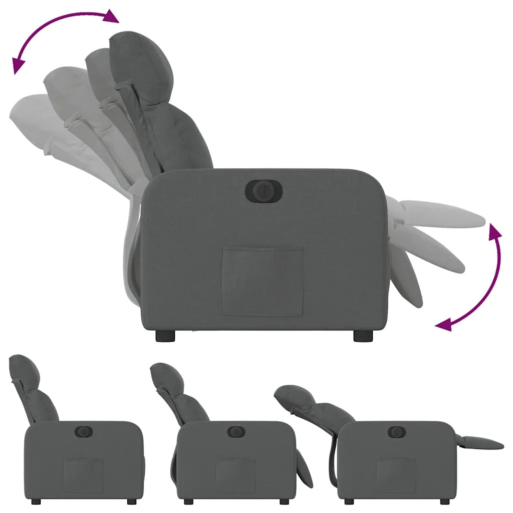 Poltrona | Sedia Relax Elettrica Reclinabile Grigio Scuro in Tessuto