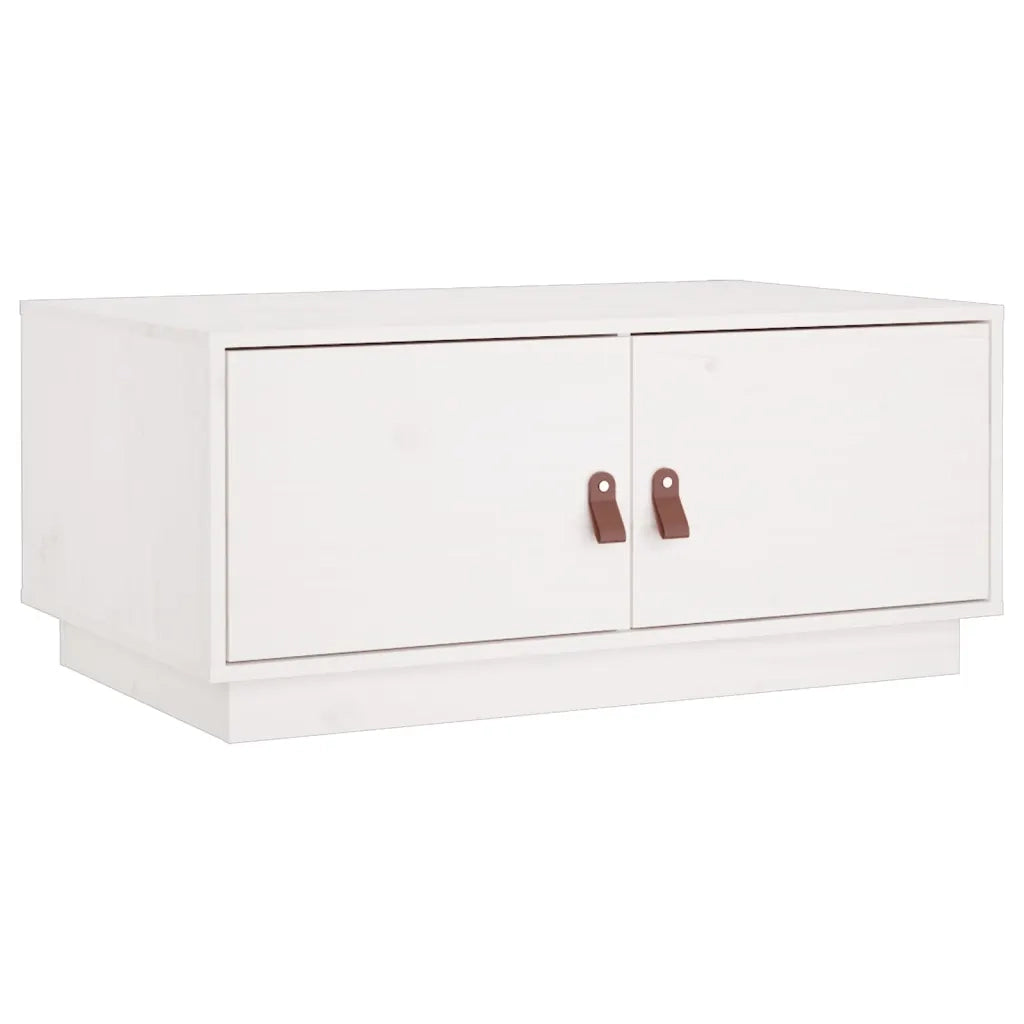 Tavolino da Salotto Bianco 80x50x35cm in Legno Massello di Pino 818251