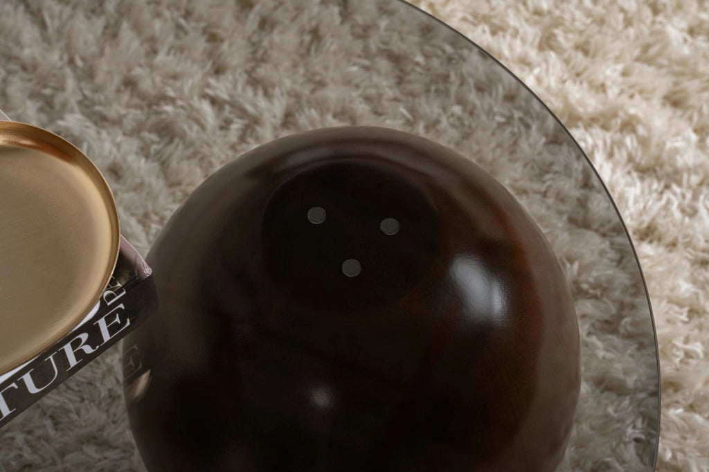 Tavolino in vetro "Sphere" - 120 x 70 x 30 cm - Marrone