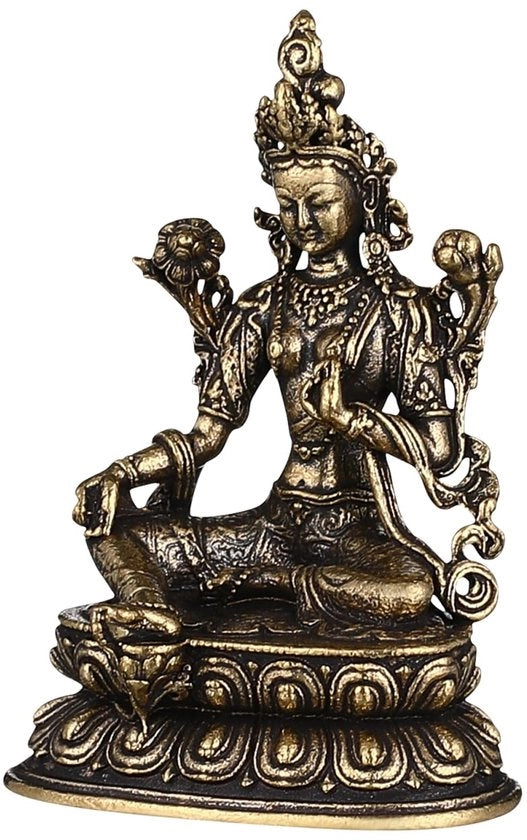 Miniatura di bronzo di Tara, Figura di Bodhisattva, Dea della compassione e scultura, piccolo Buddha per decorazione domestica, collezione di preghiere