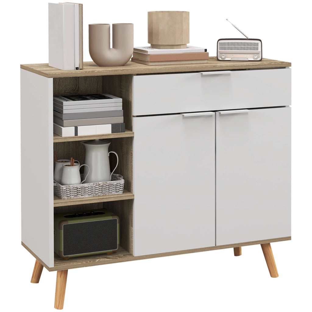 Cassettiera con Anta e Ripiani Aperti ¨C zephmum ¨C 95x35x85 cm