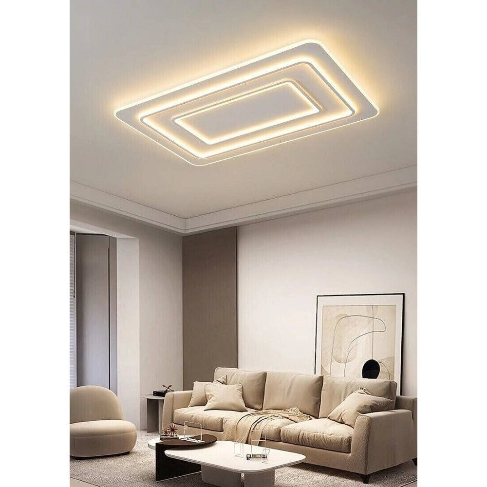 Trade Shop - Lampadario Plafoniera Led Rettangolare 123w 3 Tonalità Luce Bt Telecomando C66-3c -