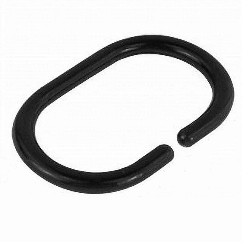 Trade Shop - Set 12 Pz Anelli Gancio Per Tenda Da Doccia Box Bagno In Plastica Pp Nero 87239 -
