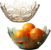 Set di contenitori per frutta in plastica, 2 pezzi, 25 x 11 cm, forma foglia, fruttiera, non si ossida, forato, contenitori decorativi per frutta da cucina, verde e arancione