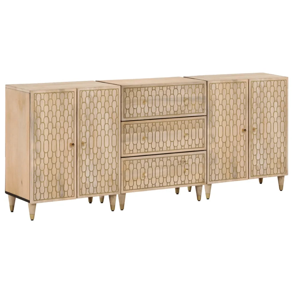 Credenze 3 pz 60x33x75 cm in Legno Massello di Mangocod mxl 92378