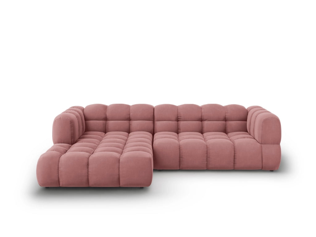 Cosmopolitan Design - Divano angolare modulare sinistro "Sky" 4 posti in velluto salmone 