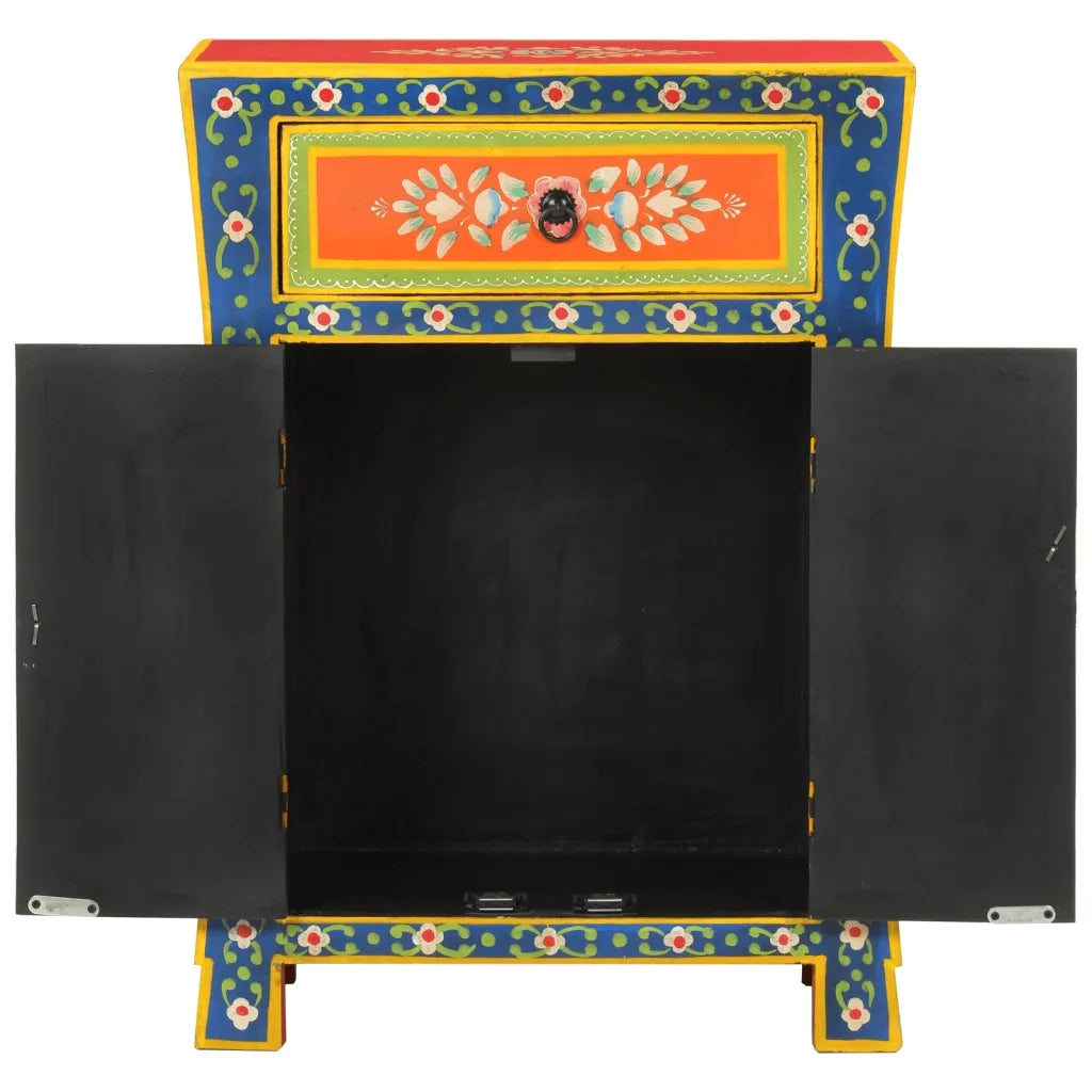 Credenza Dipinta a Mano-Buffet-Armadio da cucina 54x30x74 cm Legno Massello di Mango