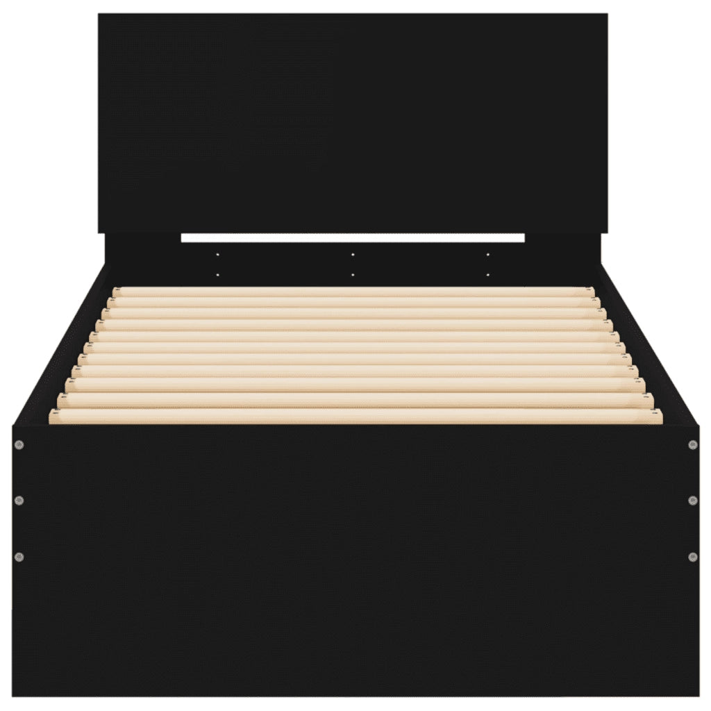 Giroletto con Testiera e LED-Struttura Letto con testiera Nero 75x190 cm 918681