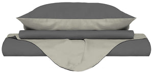 Copripiumino 1 Piazza e Mezzo con Sacco e Federe Doubleface Fumo/Panna