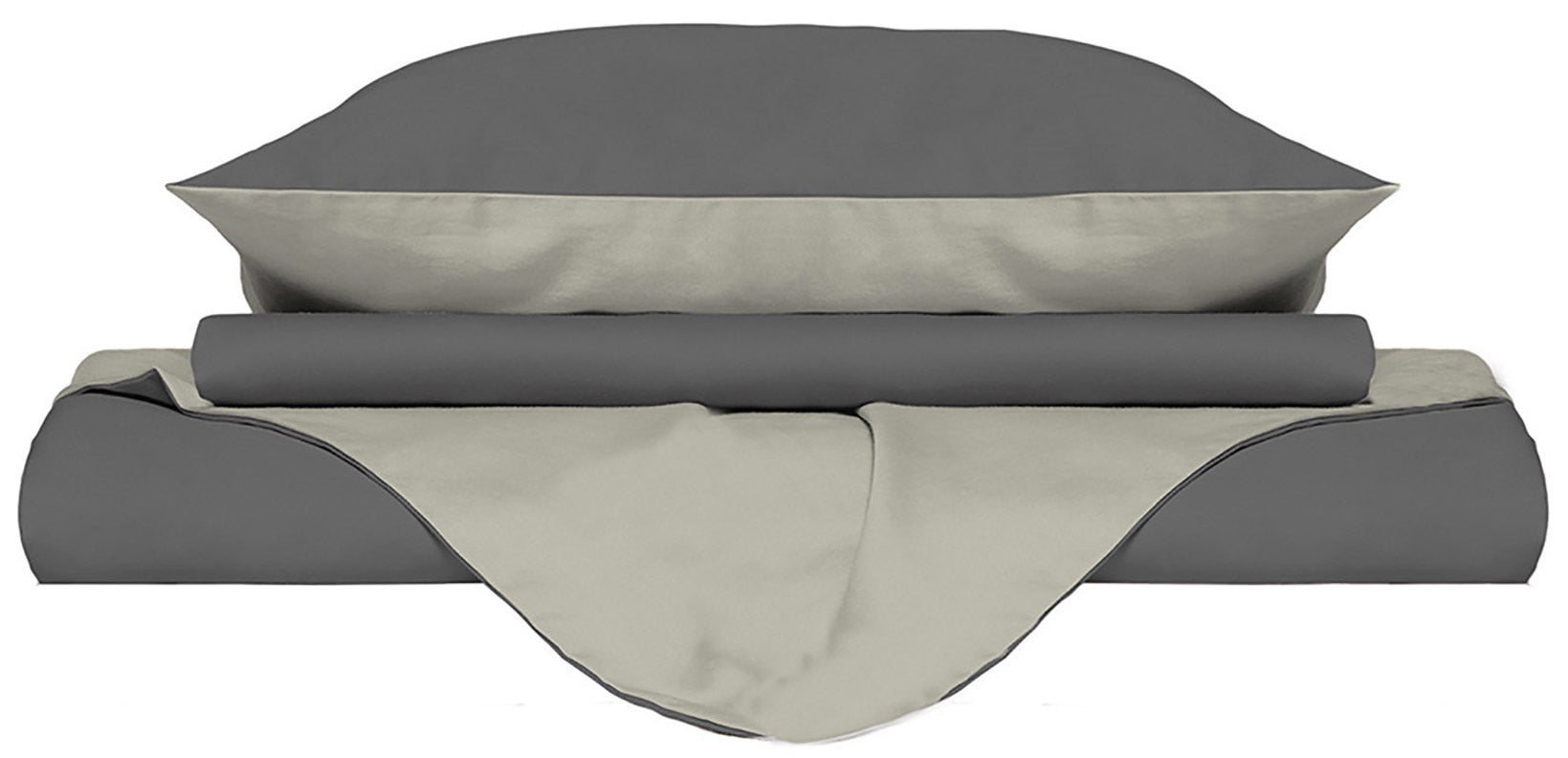 Copripiumino Singolo con Sacco e Federe Doubleface Fumo/Panna