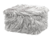 Pouf Contenitore Salotto/Camera Quadrato Con Pelo Modello Double Yeti In Tinta Unita - Pouf - Grigio