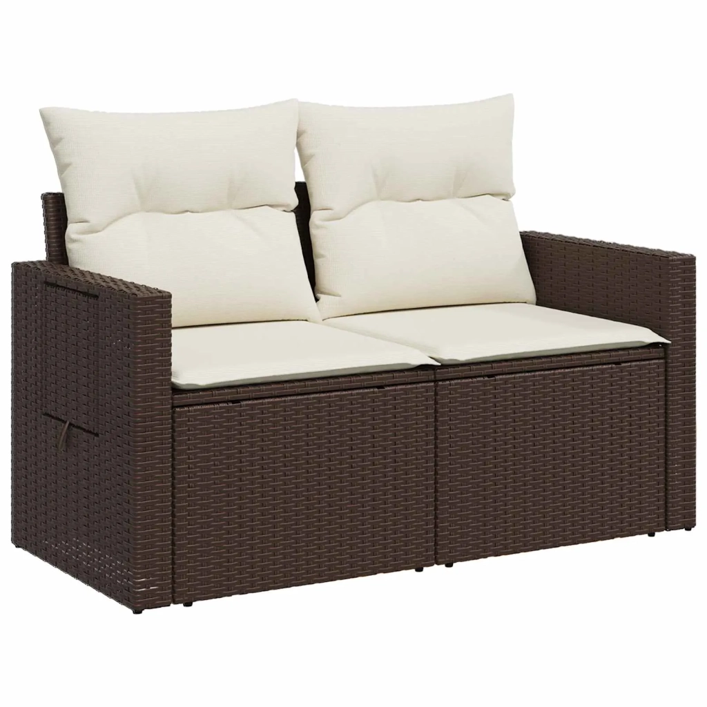 Set di divani 8 pz Marrone e Bianco Crema 3448380