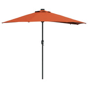 Ombrellone da giardino pieghevole moderno 294 x 150 x 223 cm con meccanismo a manovella stile contemporaneo poliestere color terracotta 02_0058663