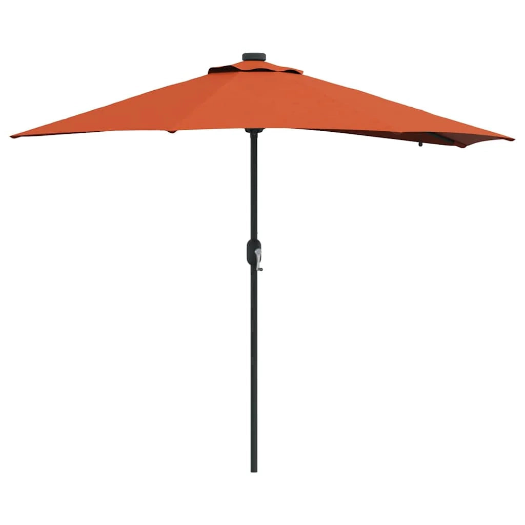Ombrellone da giardino pieghevole moderno 294 x 150 x 223 cm con meccanismo a manovella stile contemporaneo poliestere color terracotta 02_0058663