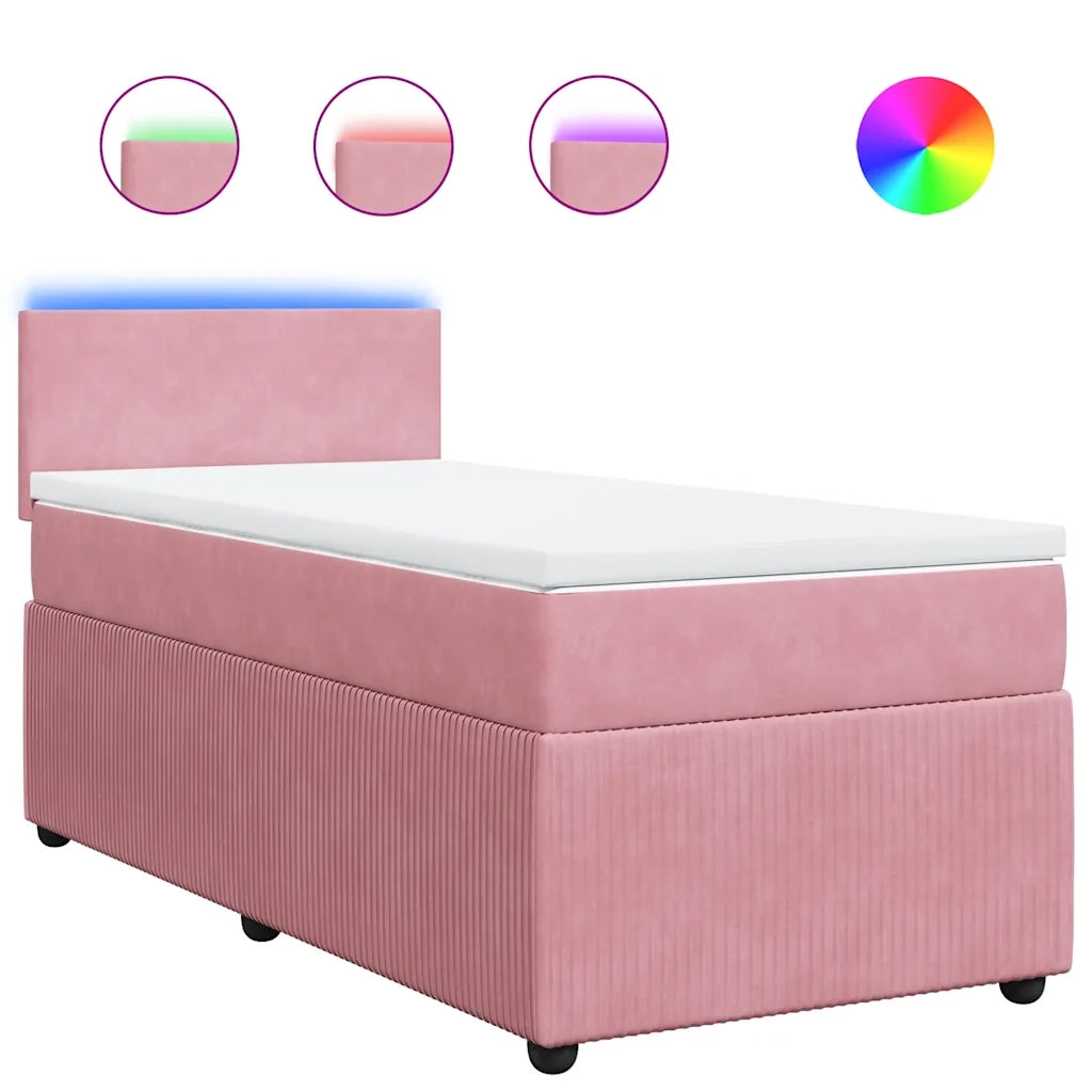 Giroletto a Molle con Materasso Rosa 90x200 cm in Velluto 3289937