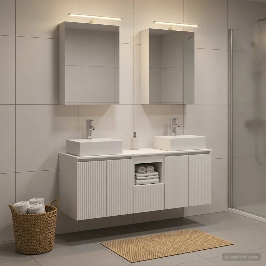 Set di Armadi da Bagno 5 pcs Bianco Legno ingegnerizzato 3406391