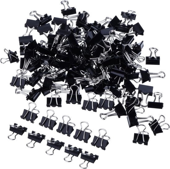 Mini clip metalliche - forte presa - nero - 120 pezzi