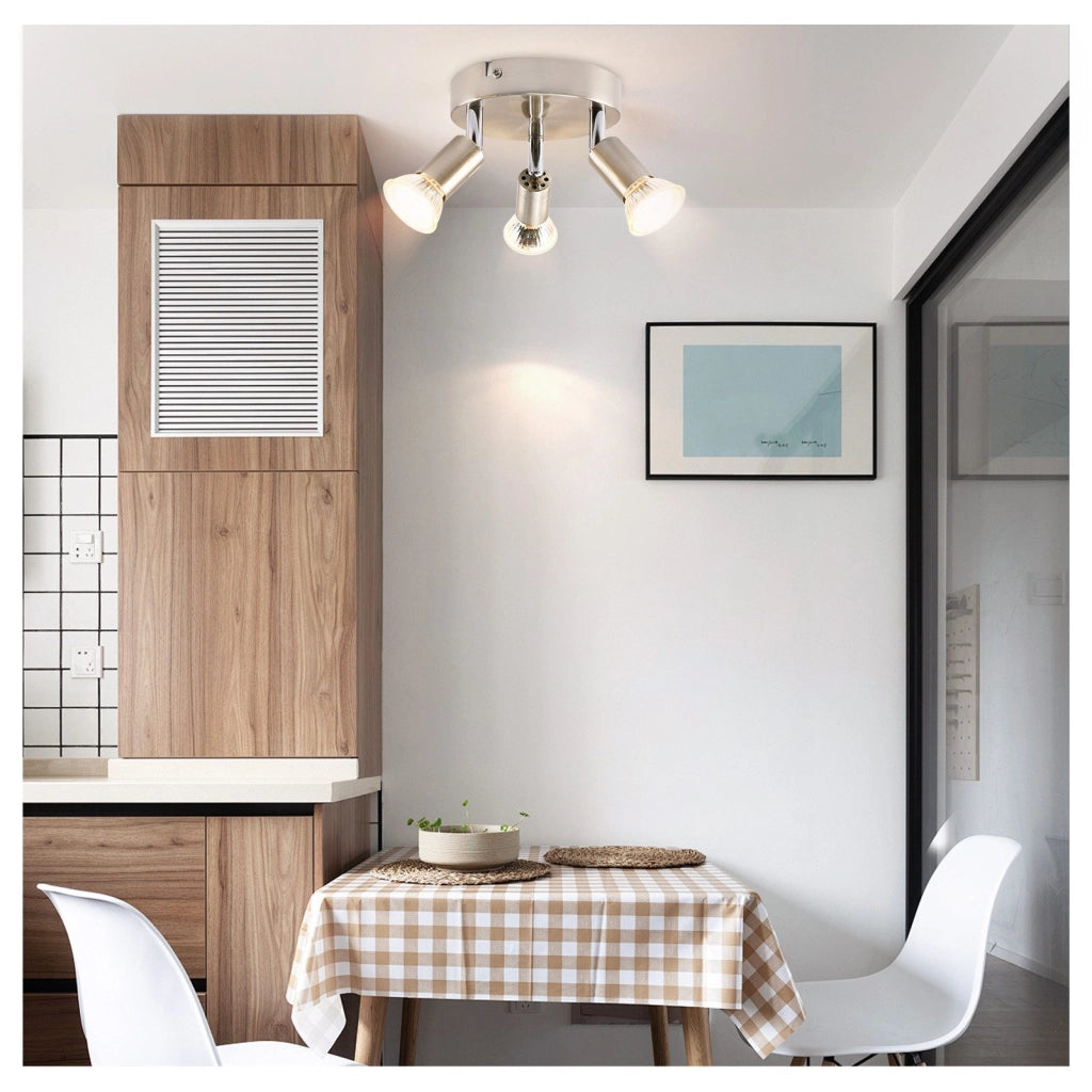 ZMH Faretto da soffitto circolari nichel 3 luci GU10 regolabili 350° stile moderno per soggiorno camera max 25W
