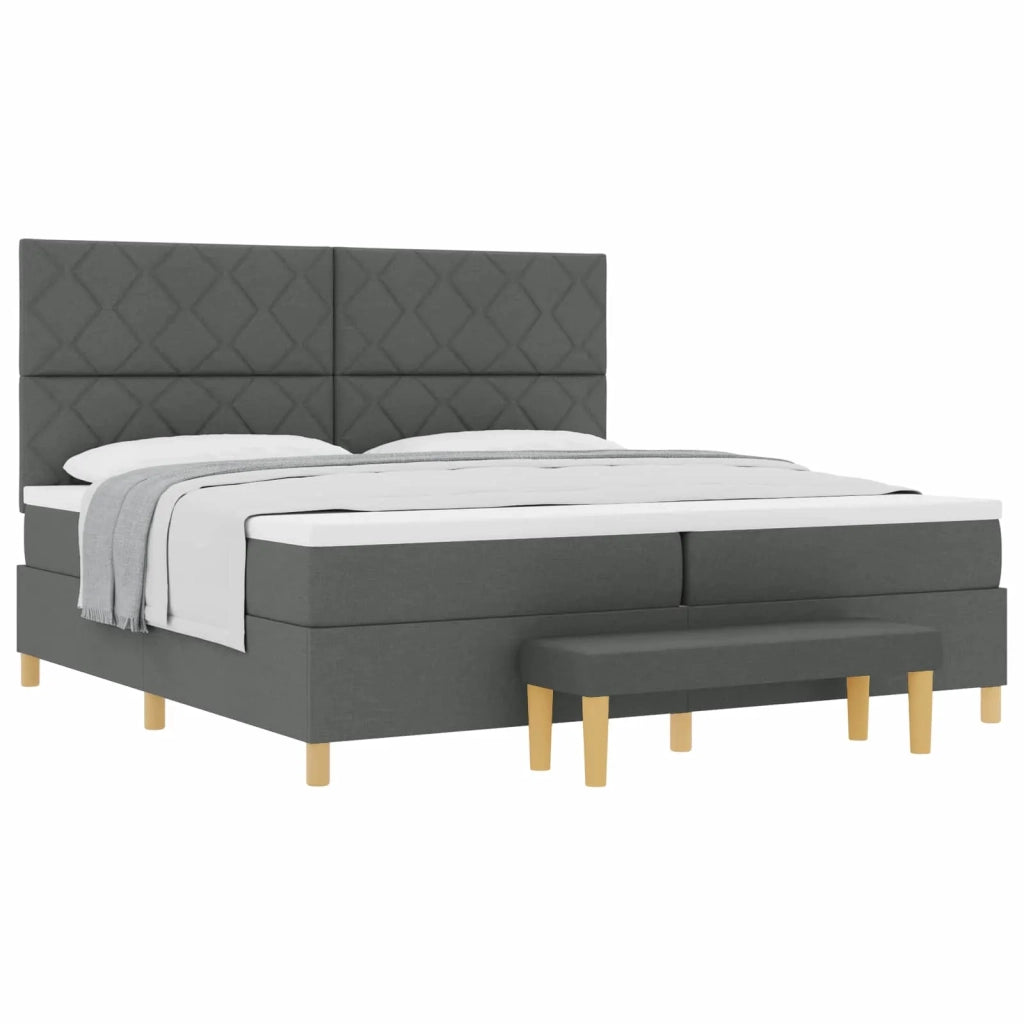 Letto a molle con materasso Grigio scuro 200 x 200 cm Tessuto