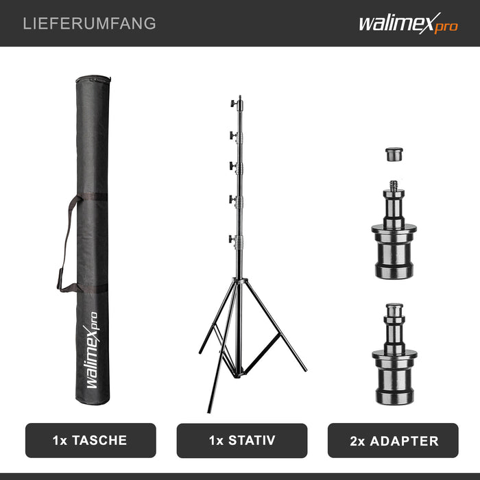 AIR Jumbo 600 Stativo per luci max 22,5 kg Cavalletto fotografico con altezza fino a 600 cm, in alluminio, Treppiedi con attacco per apparecchiature foto e video