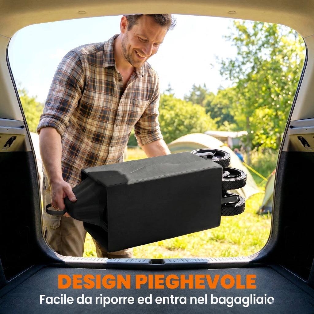 Carrello Giardino Pieghevole 180L ¨C zephmum ¨C Acciaio Poliestere Nero 90x48x62 cm