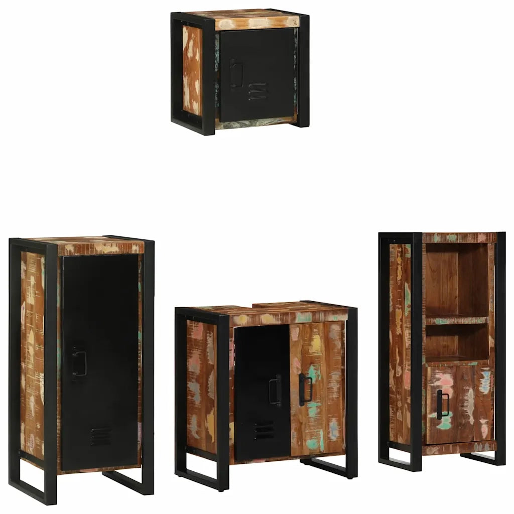 vidaXL Set di mobili per il bagno 4 pcs Legno massello riciclato