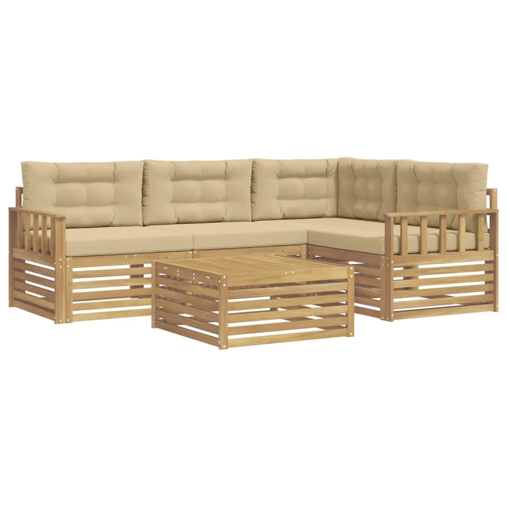 Set di divani da esterno 6 pz Bianco e Beige Poliestere 3390438