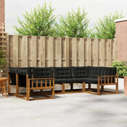 Set di divani da esterno con cuscino 6 pcs Naturale e Nero