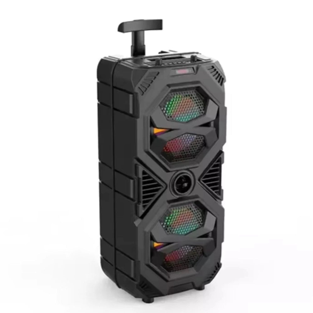 Trade Shop - Altoparlante Wireless Portatile Fm Karaoke Usb Tf Aux Luci Led Bluetooth Microfono Tws -