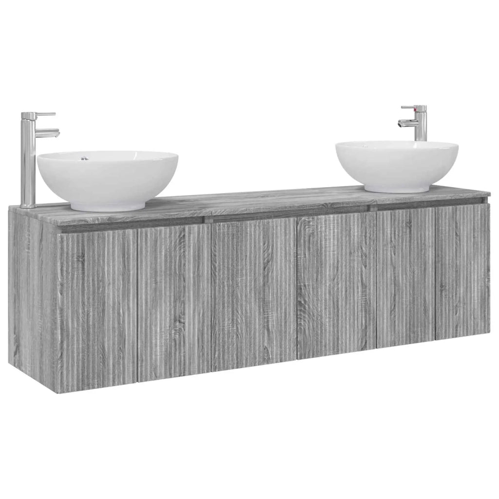Set di Armadi da Bagno 3 pz Sonoma grigio 49,5 x 44,5 x 65 cm 3405693
