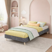 DESMIU Lit simple 90 × 200 cm senza testiera, senza materasso, in tessuto e metallo, grigio